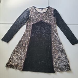Pyramid Collection Dress Womens M Black Velvet Paisley Gothic Whimsigoth